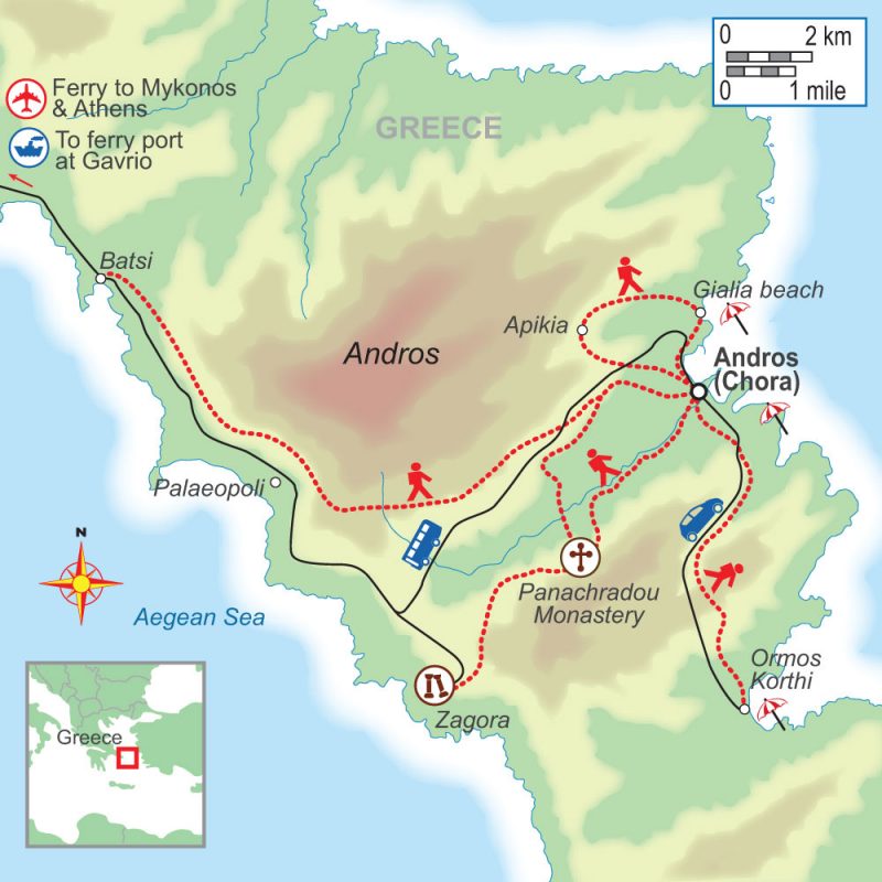 A self-guided walking holiday on the Greek island of Andros with